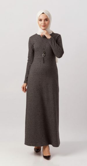 Abaya Légèrement Évasée Taupe