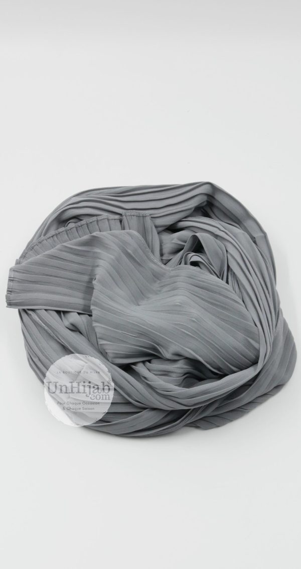 Hijab Mousseline Plissé Gris Wisteria Collection