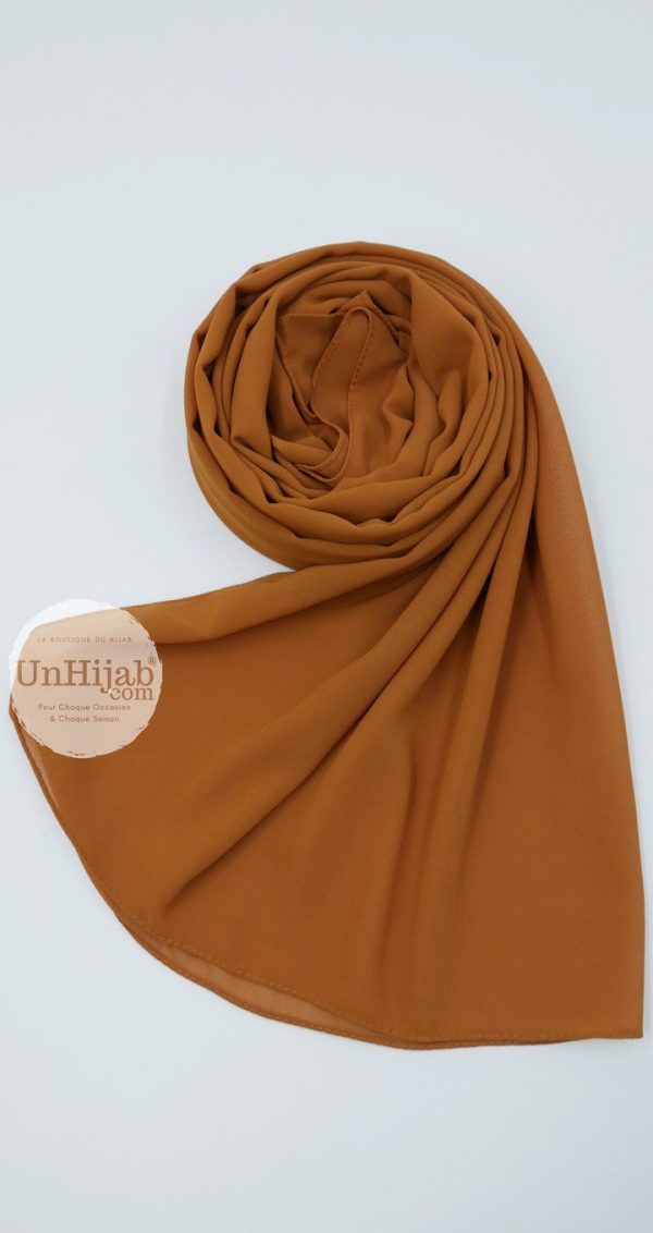 Hijab Mousseline Marron Premium Collection