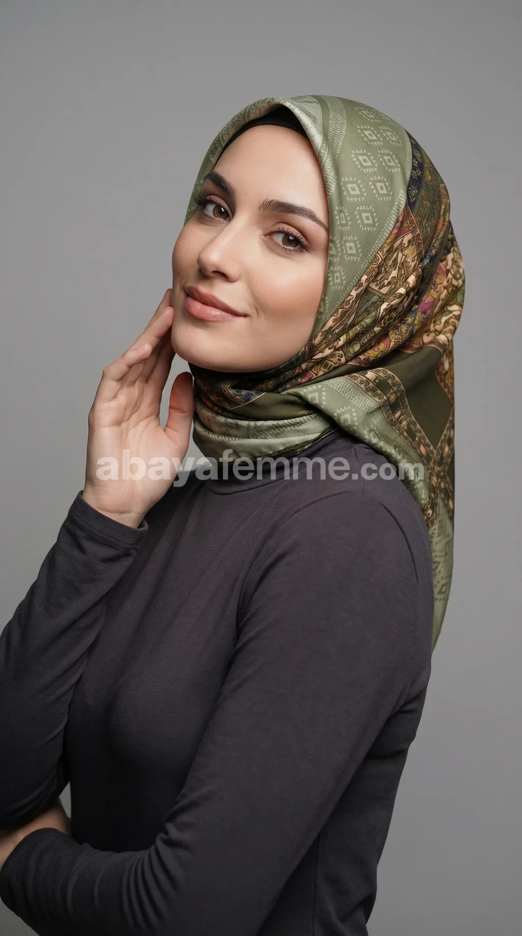 Foulard carré LUXE effet soie 90x90 cm à motifs géométriques multicolores