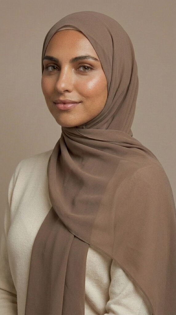 Hijab Mousseline Nude foncé Premium Collection – view 3