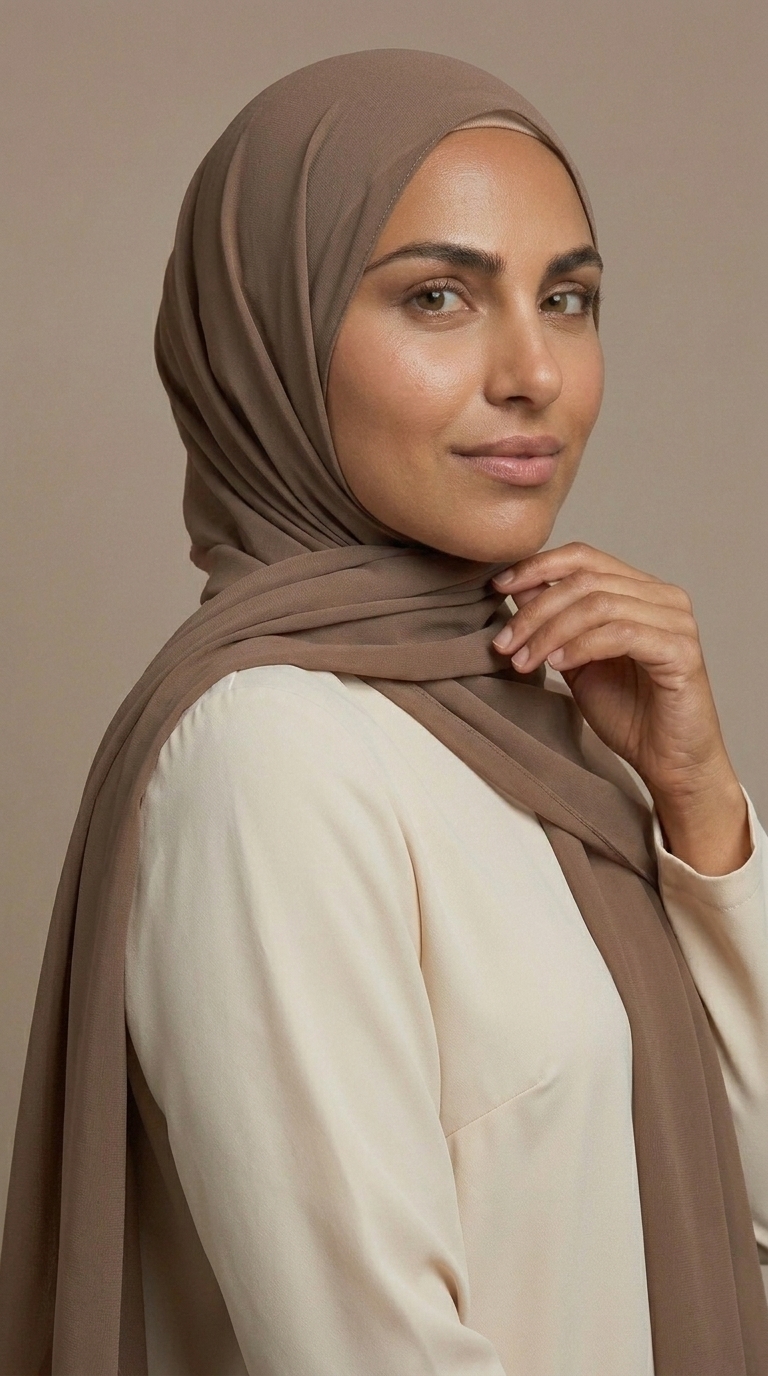Hijab mousseline Nude fonce