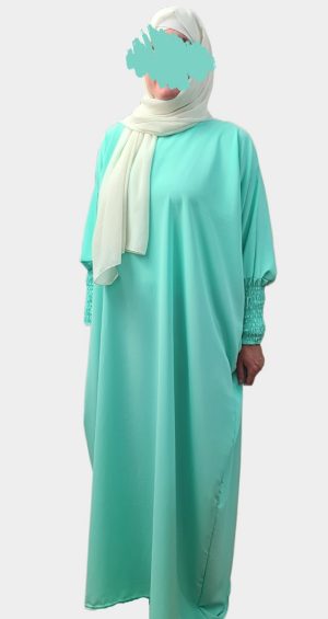 Abaya soie de médine turquoise