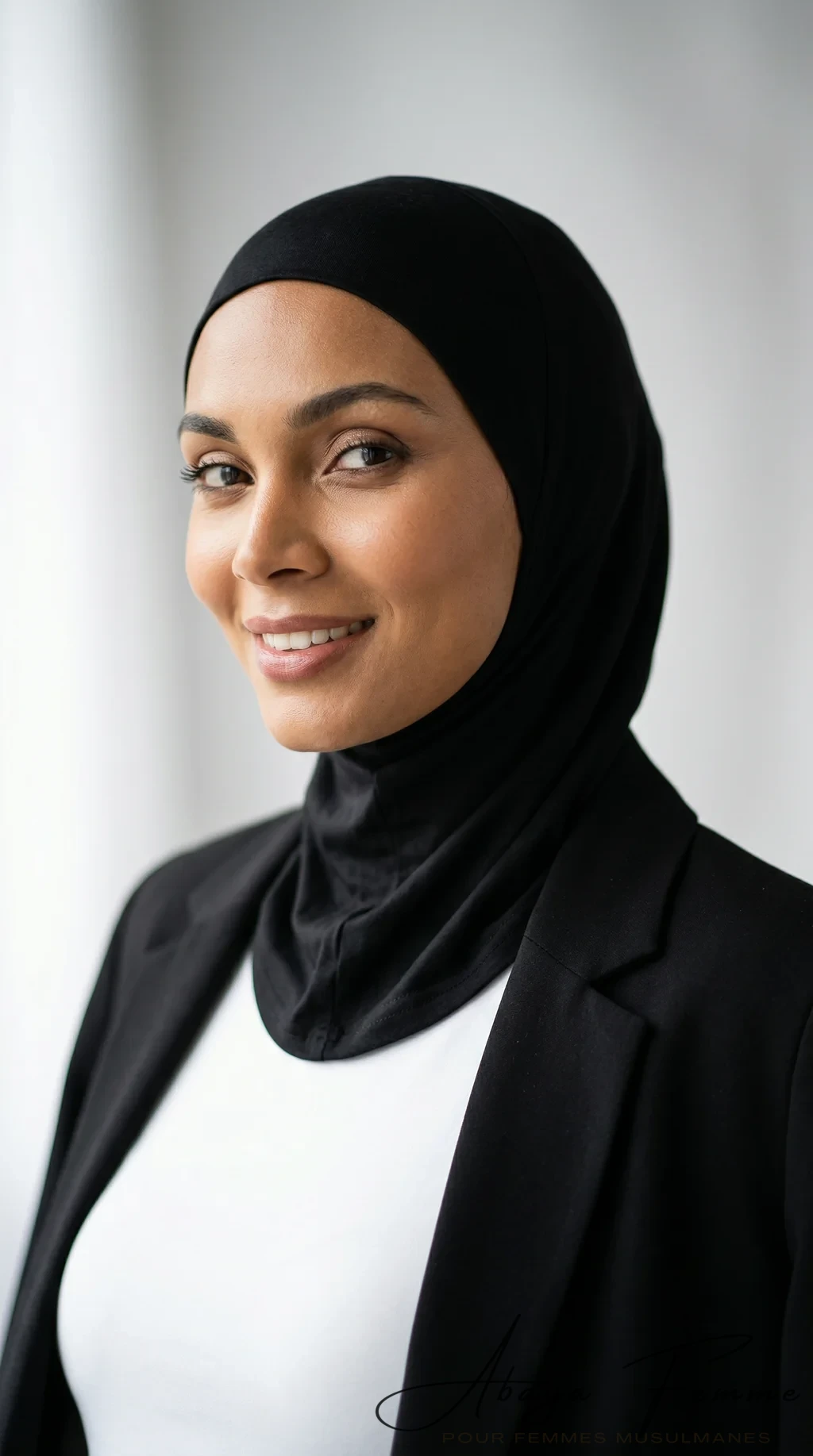 Bonnet Cache Cou Noir - Studio Photo - Model Style: Hijabi