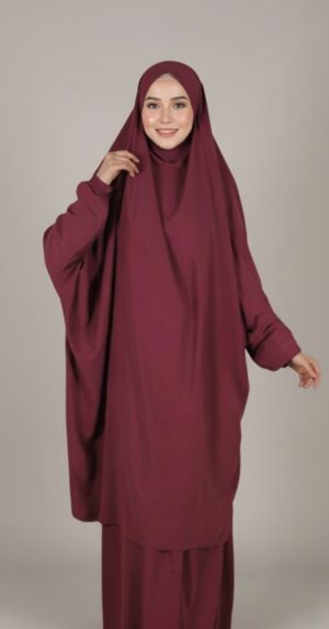 Jilbab femme 2 pièces Bordeaux avec Jupe
