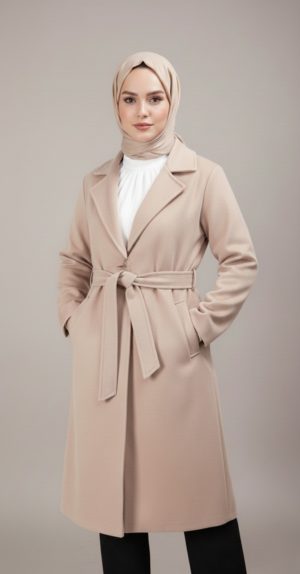 Manteau Long Femme Ceinturé Beige