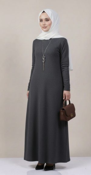 Abaya grise légèrement évasée
