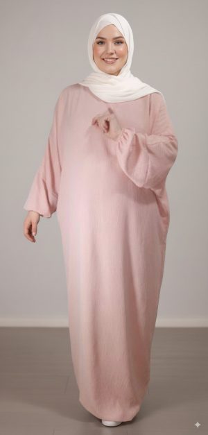 Abaya-Blush-Simple-Longue-et-Ample-avec-Manches-Elastiques