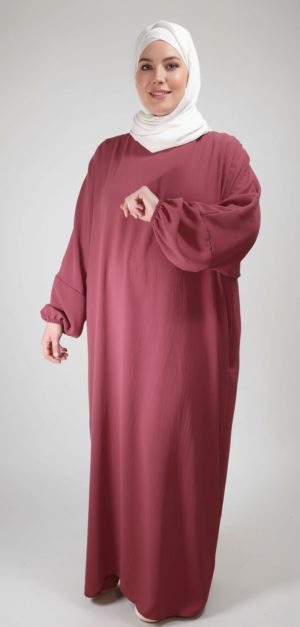 Abaya Terracotta Simple Longue et Ample avec Manches Élastiques