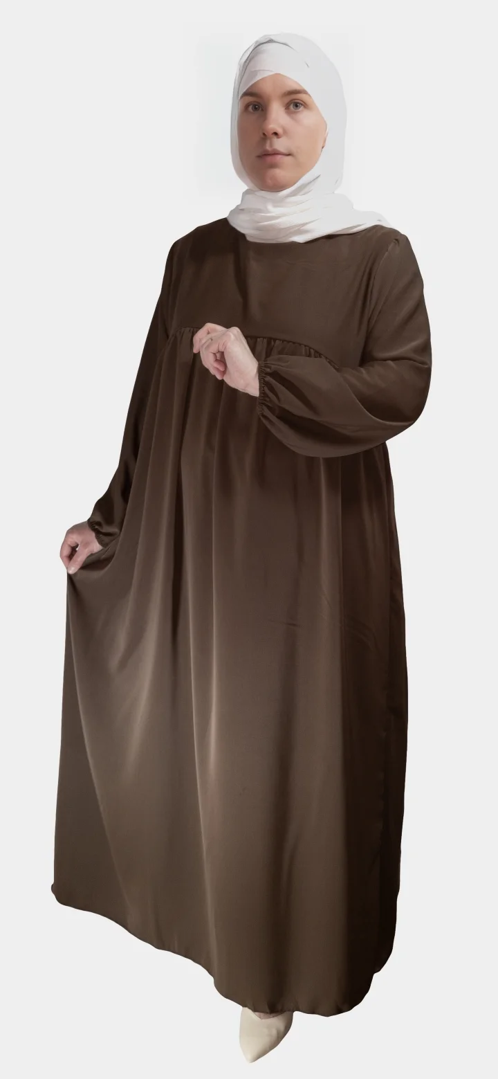 Abaya Soie de Médine évasée Chocolat