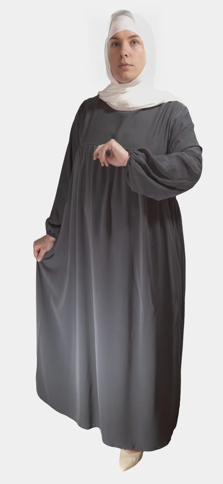Abaya Soie de Médine évasée Gris Foncé
