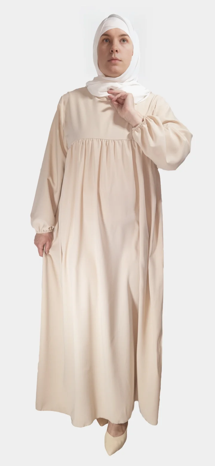 Abaya Soie de Médine évasée Beige