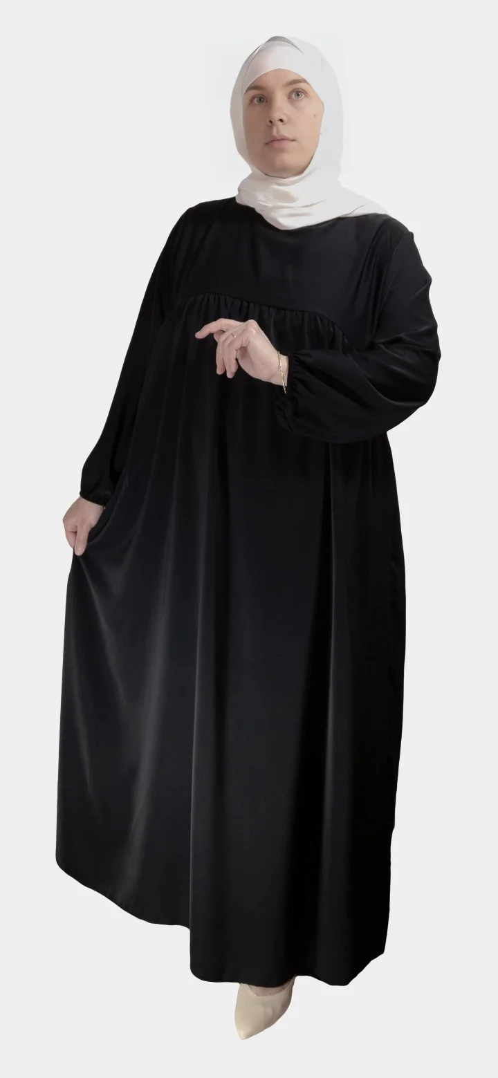 Abaya Soie de Médine évasée Noire