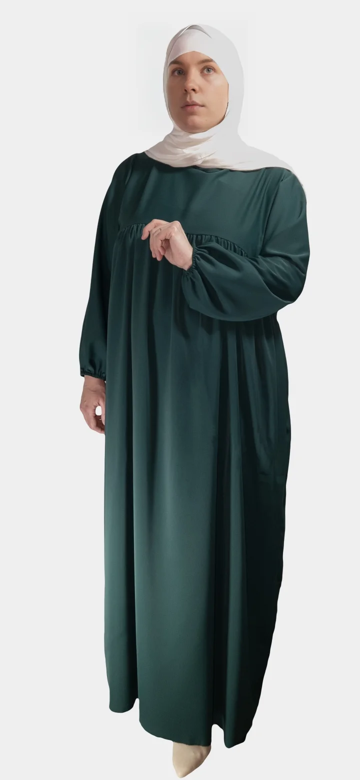 Abaya Soie de Médine évasée Vert Sapin