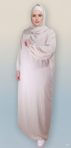 Robe-Abaya-voile-integre-Beige