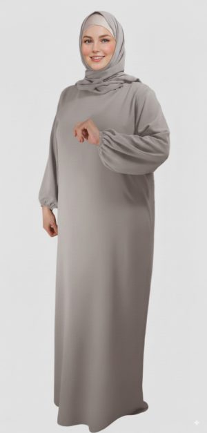 Robe-Abaya-voile-integre-Grise