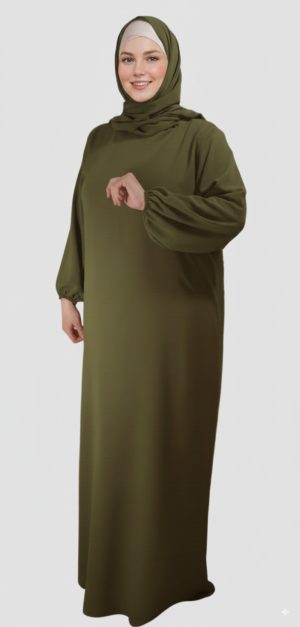 Robe Abaya voile intégré Kaki