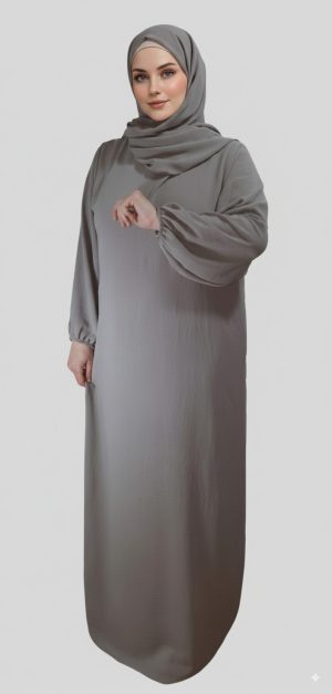 Robe-Abaya-voile-integre-Taupe