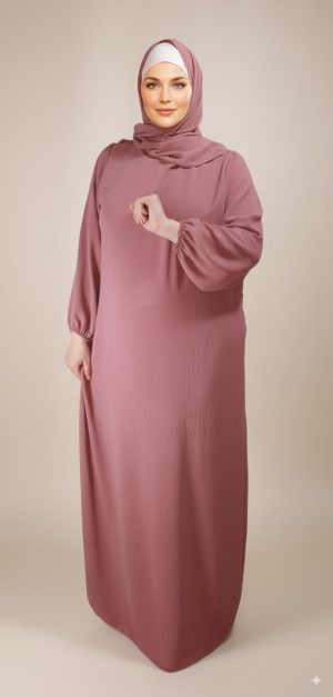 Robe-Abaya-voile-integre-Vieux-Rose