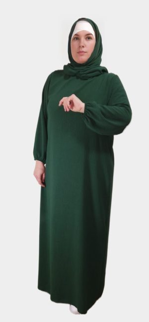 Abaya vert Forêt Simple manches élastique